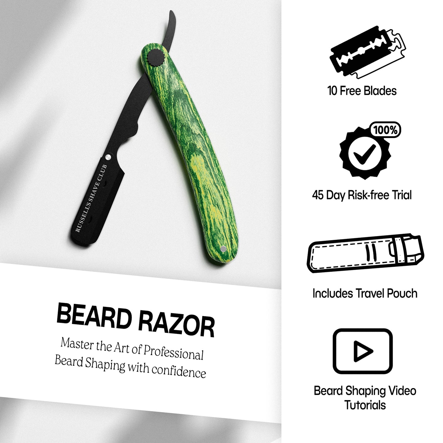 Green Wooden Cut-Throat Razor